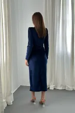 Robe en velours bleu marine à paillettes en gros
