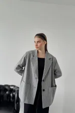 Veste oversize à rayures grises en gros