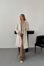 Manteau long écru en gros