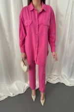 Ensemble chemise fuchsia et pantalon à pression en gros
