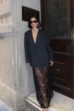 Veste oversize à rayures noires en gros