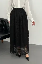 Toptan Siyah Dantelli Uzun Etek