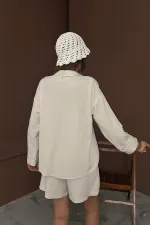 Toptan Bej Alaçatı Keten Takım