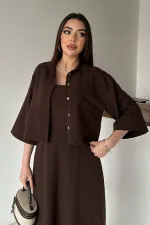 Toptan Kahverengi Askılı Elbise Ve Gömlek