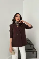 Toptan Kahverengi 2 Düğmeli Blazer Ceket
