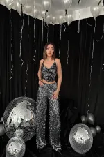 Chemisier Degaje à bretelles argentées en gros