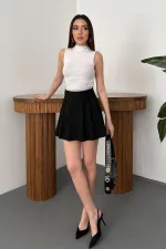 Toptan Siyah Beli Lastikli Etek Şort