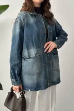 Veste en jean bleu vintage en gros