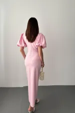 Wholesale Pink Balloon Sleeve Dress