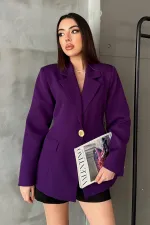 Toptan Mor Belden Oturtmalı Blazer Ceket