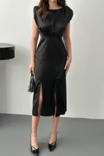 Wholesale Black Helen Dress with Slit Skirt