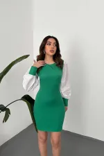 Robe Atlas en Dacron à manches émeraude en gros