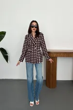 Veste blazer marron à pois en gros