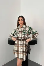 Toptan Kahverengi Oduncu Gömlek Elbise