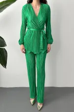 Toptan Yeşil Piliseli Kuşaklı Takım