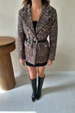 Vente en gros de vestes léopard ceinturées dorées...