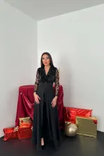 Combinaison jupe à manches en tulle noir en gros