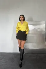 Toptan Sarı Saten Gömlek
