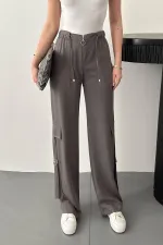 Toptan Gri Önden Fermuarlı Pantolon