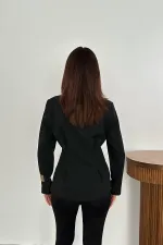 Toptan Siyah 2 Düğmeli Pileli Ceket