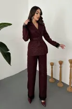 Toptan Bordo Kolları Dantelli Takım