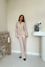 Toptan Bej Toka Detaylı Pilise Takım