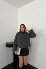 Toptan Füme Peluş Kısa Ceket