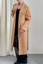 Toptan Camel Kuşaklı Midi Kaban