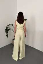 Wholesale Yellow Asymmetrical Vest and Pants Set