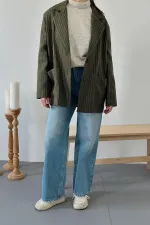 Veste oversize rayée kaki en gros