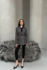 Veste blazer noire à pois en gros