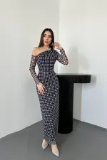 Robe en tulle à carreaux bleu marine en gros