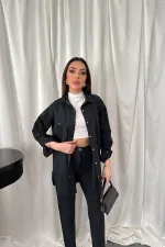 Ensemble chemise noire et pantalon à pression en gros