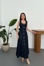 Robe en jean bleu en gros avec boutons décoratifs