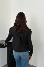 Chemises en popeline noire Peto avec poches, en gros