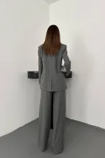 Ensemble veste, gilet et pantalon rayés gris en gros