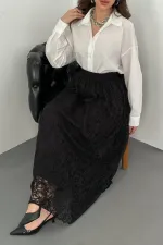 Toptan Siyah Dantelli Uzun Etek