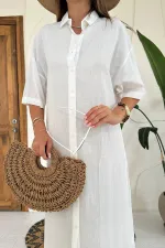 Wholesale White Linen Short Sleeve Dress
