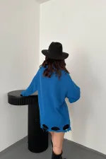 Chemisier bleu découpé au laser en gros