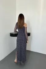 Robe en tulle à carreaux bleu marine en gros