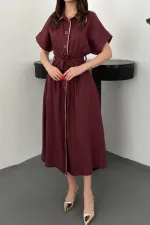 Toptan Bordo Gömlek Elbise