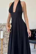 Wholesale Black Strappy Linen Dress