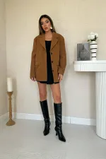 Wholesale Camel Blazer Suede Jacket