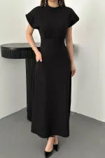 Toptan Siyah Göğüs Büzgülü Elbise
