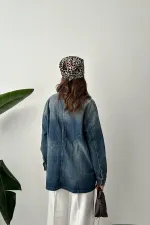 Veste en jean bleu vintage en gros