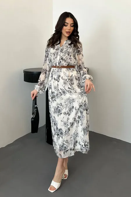 Toptan Siyah Biye Detaylı Elbise