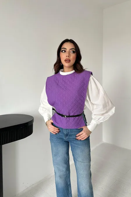 Ensemble chemise et poncho violets ceinturés en gros