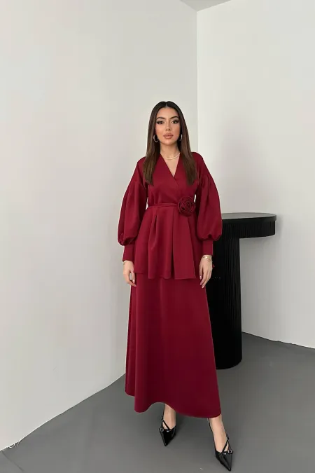 Costume détaillé bordeaux rose en gros