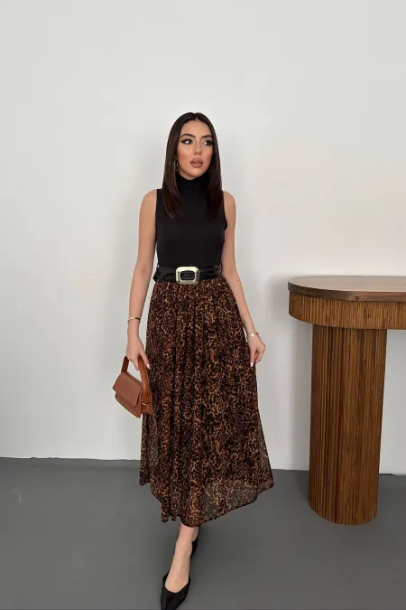 Robe léopard noire en gros avec jupon