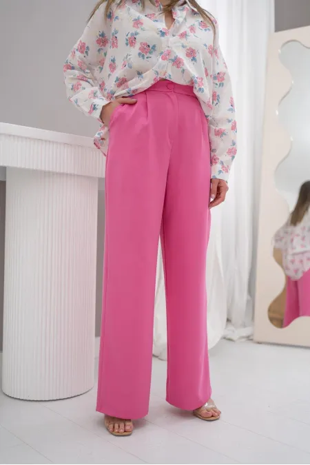 Pantalon taille haute rose en gros